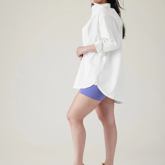 Athleta 882549-01 Women's Size LARGE White Oversized Button-Up Poplin Top Blouse - Picture 10 of 10